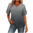 thumbnail image 2 of BRGZLK Womens Short Sleeve Tops Fashion Trendy T Shirts V Neck Summer 2026 Casual Ruffle Loose Tees, 2 of 6