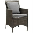thumbnail image 1 of Modway Conduit 17" Rattan & Aluminum Patio Dining Armchair in Brown & Gray, 1 of 3