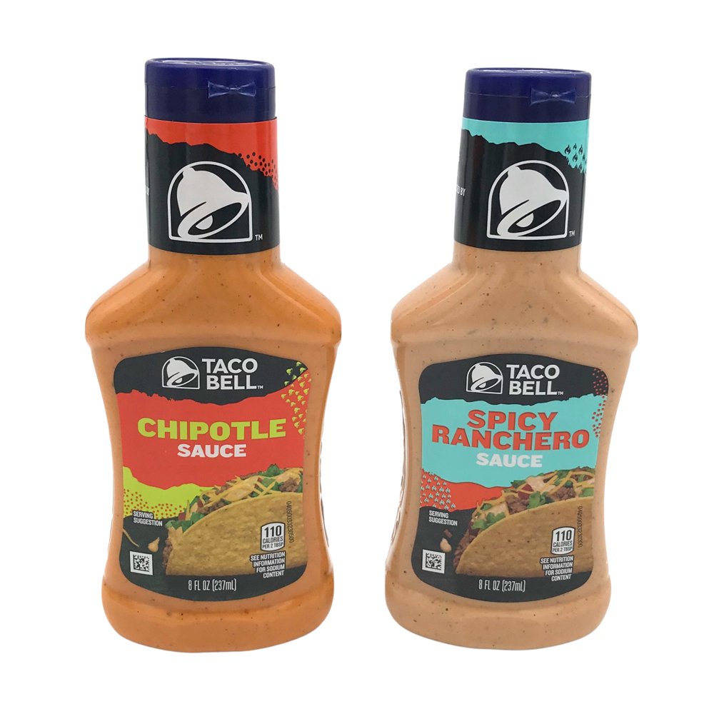 Taco Bell Spicy Ranchero Sauce (8 ounce) AND Chipotle Sauce (8 ounce