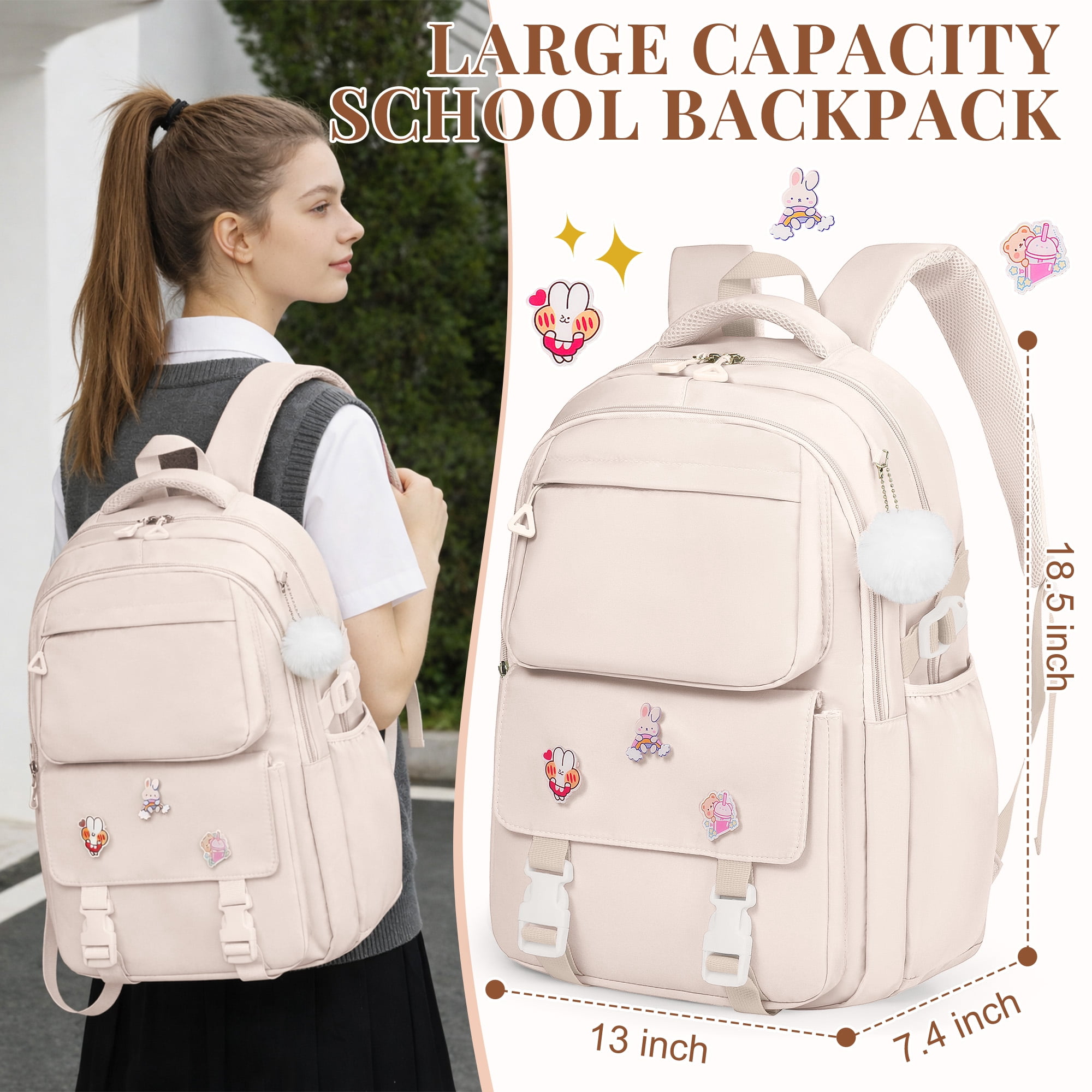 DAKIMOE Kids Backpack School Backpacks for College Cute Girl Middle High School Bookbag Large Capacity Lightweight Waterproof Daypack for Teens Students