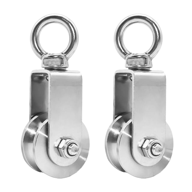 Polea de 2 piezas de 34 mm con rodamiento de bolas, polea de elevación de carga 250 kg, polea de cable de acero inoxidable para cuerda de fitness (2 piezas, 34 mm)