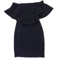 thumbnail image 2 of RALPH LAUREN Robe Fourreau de Fête pour Femmes Bleu Marine à Volants Zippée, Épaules Dénudées, sous le Genou, 4, 2 of 2