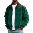 thumbnail image 2 of Men's Plus Size Corduroy Jacket - Casual Sports Style with Pocket & Zipper, Army Green, L, 2 of 5