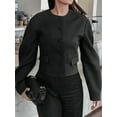 thumbnail image 4 of Women'S Short Blazer Button-Down Business Casual Autumn Clothing Winter Outerwear Black L, 4 of 8