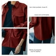 thumbnail image 4 of Women PU Leather Jacket Casual Shirt Long Sleeve Button Down Blazer Coat with Bust Pockets Wine Red XXL, 4 of 5
