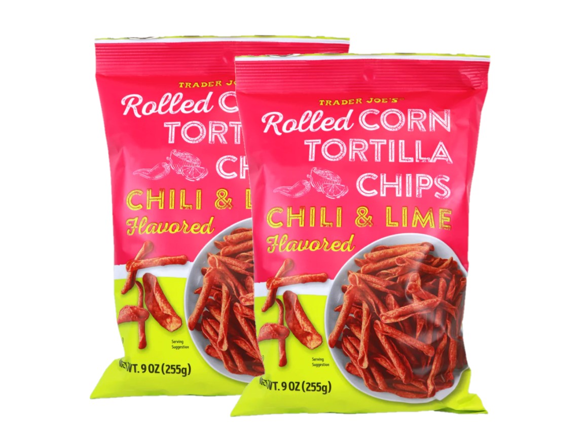 2 Pack Trader Joe's Chili & Lime Flavored Rolled Corn Tortilla Chips