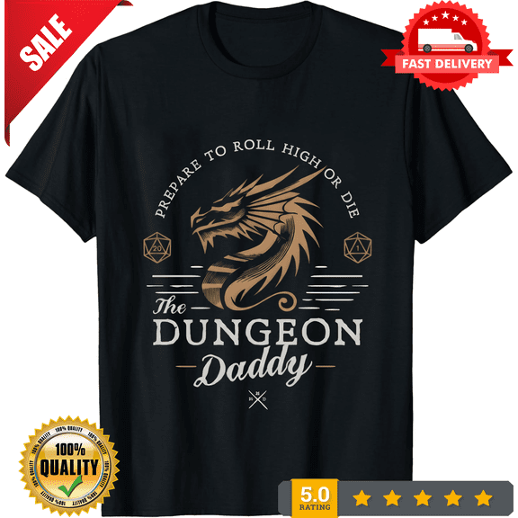 Dungeon Daddy Dnd Shirt Tabletop Gaming Gift for Him RPG Geeky T-shirt Fantasy Game Dungeons and Dragons Roleplaying Shirt Dnd Accessoires, LIMITED EDITION-TH72319