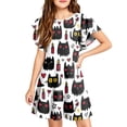 thumbnail image 2 of Grblisyd Girls Dresses Size 10-12 Ruffle Short Sleeve Dresses Kids Halloween Print Summer Crewneck A Line Casual Sundress, 2 of 5