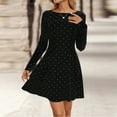 thumbnail image 2 of Polka Dot Velvet Dress, Long Sleeve Sparkle Embellished Dress with Defined Waist, Glamorous Holiday Party Dress for Christmas and New Year's Eve Black S, 2 of 5
