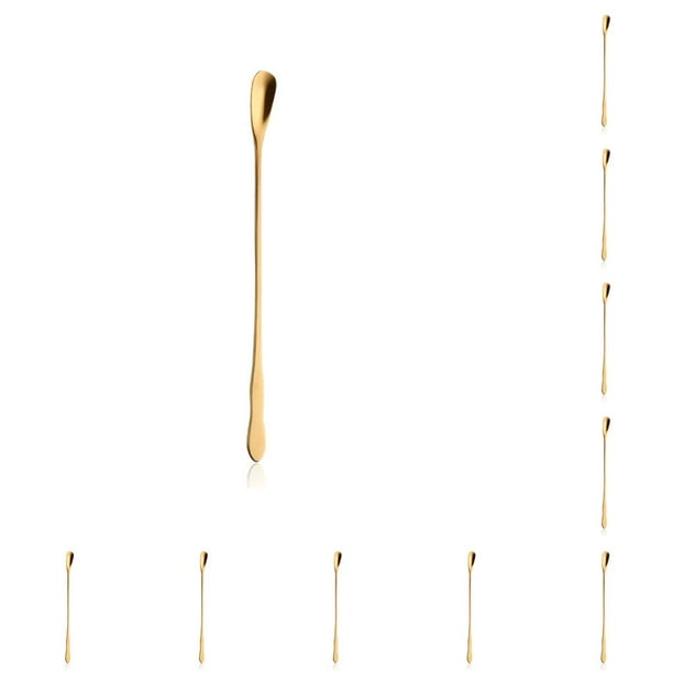 Bearachild Cuchara mezcladora de acero inoxidable con mango largo, cucharilla colorida para el hogar, cucharas para revolver, restaurante, tienda de té de oro Escribe un 10piezas Bearachild CBP164720