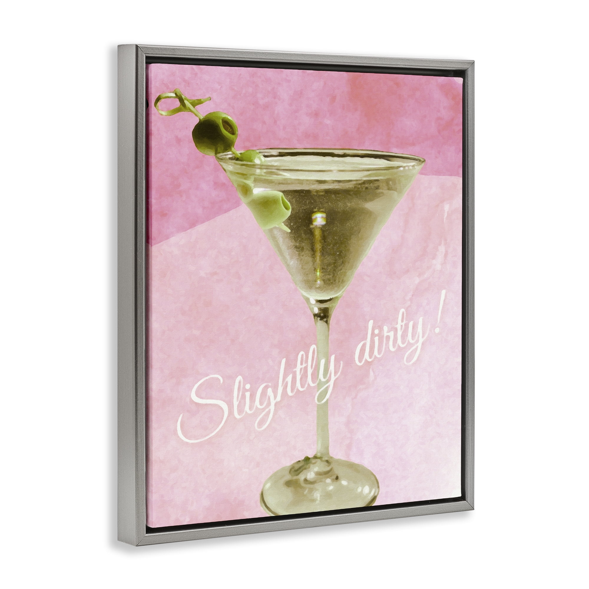 Stupell Industries Slightly Dirty Martini Food & Beverage Painting Gray Floater Framed Canvas Art Print Wall Art, 17 x 21