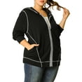 thumbnail image 5 of Agnes Orinda Women's Plus Size Jacket Zip Front Long Sleeve with Pockets 2024 Hoodie Jackets 3X Black, 5 of 9