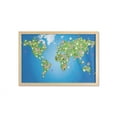 thumbnail image 1 of Floral World Map Wall Art with Frame, Daisy Lily Daffodil Poppy Botany Bouquet World Map with Grass Concept, Printed Fabric Poster for Bathroom Living Room, 35" x 23", Lime Green Blue, by Ambesonne, 1 of 2
