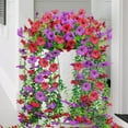 thumbnail image 6 of 2 Pack Genreen Artificial Hanging Flowers for Outdoors Decorations, Fake Hanging Flowers, UV Resistant Artificial Hanging Plants outdoors for Home Porch Patio Balcony Baskets Yard(Purple & Rose Red), 6 of 8