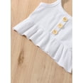thumbnail image 5 of Toddler Baby Girl Summer Clothes Ruffle Sleeveless Ribbed Strap Crop Top Cow Bell Bottom Pants 2Pcs Outfit, 5 of 8
