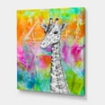 thumbnail image 3 of Designart ' Monochrome Giraffe Drawing On Bright Rainbow ' Children's Art Canvas Wall Art Print, 3 of 4