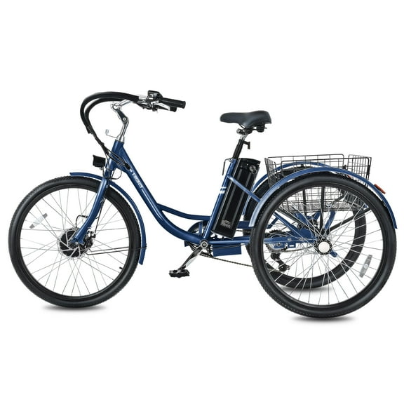 Viribus 24" Electric Tricycle for Adults with 7 Speeds 36V 13Ah Battery 350W Motor UL 2271 Blue