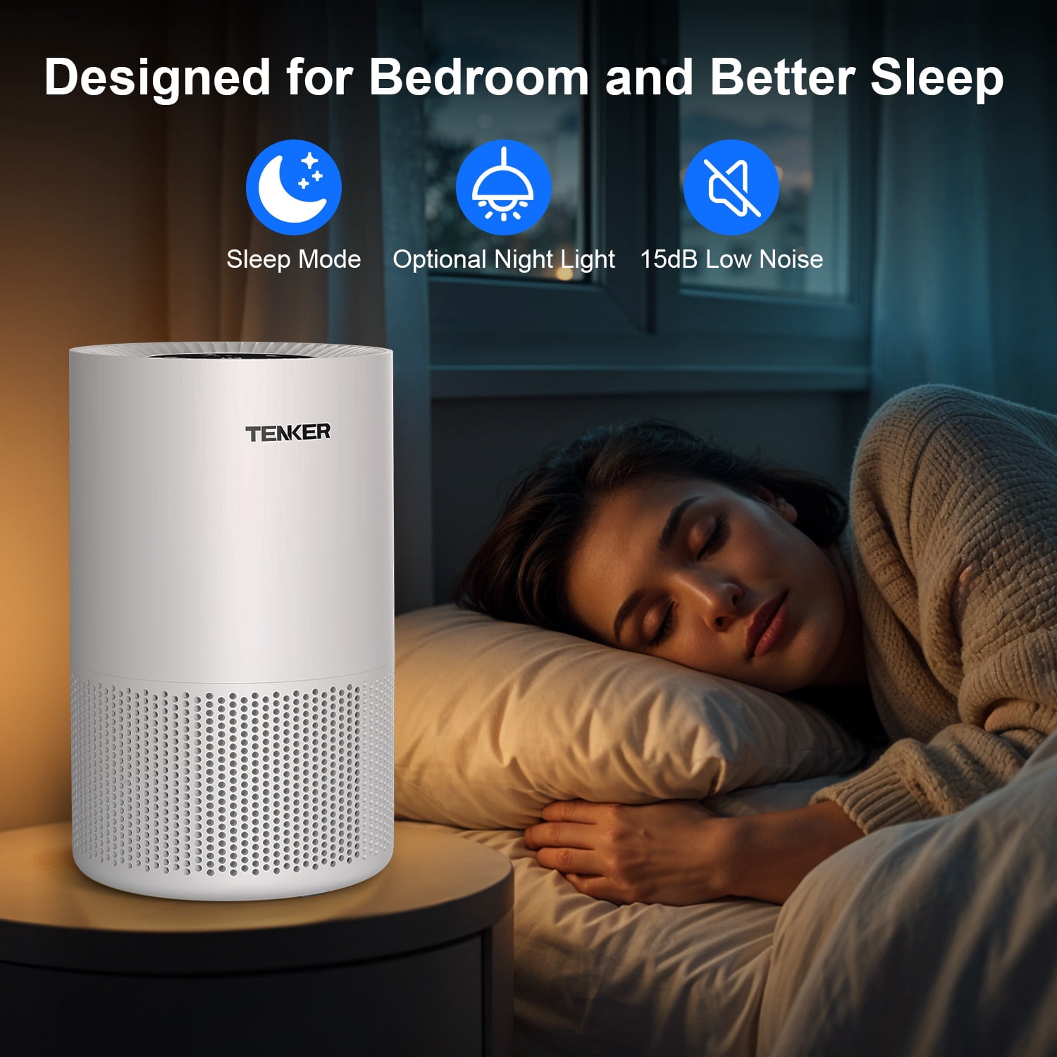 HEPA Air Purifier for Home up to 1200 Sq.ft, Air Purifiers for Allergies and Asthma, Bedroom, Pet Dander & Odor, Dust, Pollen, Wildfire/Smoke, White