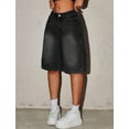 thumbnail image 2 of OYYN Girls Jean Shorts Casual Summer Bermuda Knee Length High Waisted Baggy Pants Denim Shorts Fashion Kids Clothing Black 15Y, 2 of 6