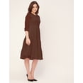 thumbnail image 3 of Moomaya Round Neck Tiered Solid Georgette Dress - Women's Boho Tiered Dress, 3 of 9