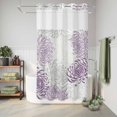 thumbnail image 5 of No Hook Shower Curtain with Built-in Rings - Purple Grey White Floral Washable Waterproof Fabric Bathroom Curtains for Hotel,Rentals, Stall 36 X 72 Inch , Abstract Flower Texture, 5 of 8