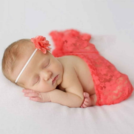 2019 Hot Sale Newborn Lace Embroidery Baby Photography Wraps Blanket Props Photo Wraps Lace Scarf with Flower