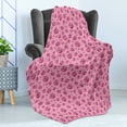 thumbnail image 4 of Roses Soft Flannel Fleece Throw Blanket, Feminine Monochrome Illustration with Flower Petals in Various Sizes, Cozy Plush for Indoor and Outdoor Use, 50" x 60", Pink Raspberry, by Ambesonne, 4 of 5