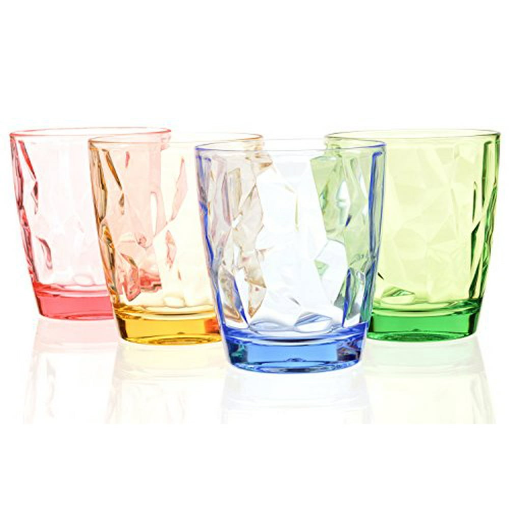 Drinking Glasses Set Acrylic Glassware for Kids 11oz Colored Plastic