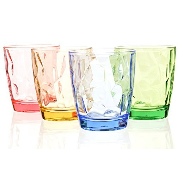 Drinking Glasses Set Acrylic Glassware for Kids 11oz Colored Plastic ...