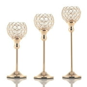 VINCIGANT Set of 3 Crystal Bowls Candle Holder Tea Light Holders Metal Candlestick Home Table Centerpiece Decor
