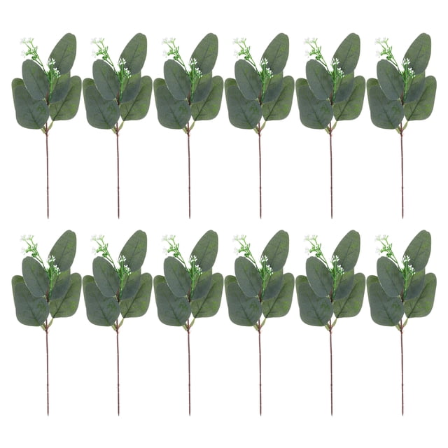 Hojas de Eucalipto Artificiales Uxcell, Tallos de Eucalipto en Bulto, Seda Falsa Dólar Plateado para Decoración de Verdor, Verde 12 Pcs