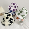 thumbnail image 5 of D-GROEE Winter Bucket Hats for Women Flower Pattern Plush Warm Soft Comfortable Cap Fisherman Hat, 5 of 8