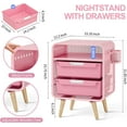thumbnail image 3 of Pink Nightstand,Cute End Table with Storage Drawer,Kids Nightstand for Bedroom Furniture,Bedside Table Small Pink Desk Coffee Table for Living Room, Dorm,Office, 3 of 7
