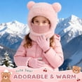 thumbnail image 5 of Kids Winter Hat & Scarf Set with Bear Plush – Warm Wool Blend Knit Set with Neck Warmer, Pink-dh, 5 of 5