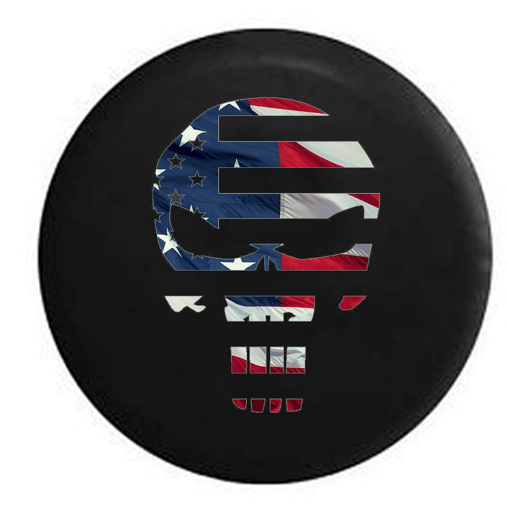 Waving USA American Flag Military Patriot Spare Tire Cover for Jeep