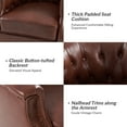 thumbnail image 4 of Genuine Leather Accent Chair with 360-Degree Swivel Base Nailhead Trims Armchair Apartment Brown, 4 of 7