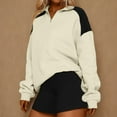 thumbnail image 6 of Lenpel Women's Oversized Sweatshirts Quarter Zip up Long Sleeve Color Block Pullover Tops Fashion Fall Outfits, 6 of 7