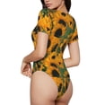 thumbnail image 3 of The Xecao Sunflowers 7 Women's Crew Neck Body Suit, a short-sleeved bodysuit and basic swimsuit, both comfort and style for dating and daily life, 3 of 9