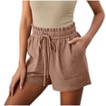 thumbnail image 2 of Mifsaly Summer Shorts for Women 2026 Paperbag Elastic Waist Drawstring Casual Shorts with Pockets Lightweight Relaxed Fit Flattering Lounge Bottoms Coffee,XL, 2 of 8