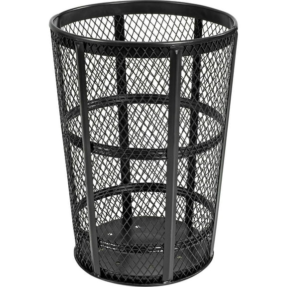 Global Industrial Outdoor Steel Mesh Corrosion Resistant Trash Can 48 Gallon Bla