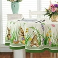 thumbnail image 2 of Oval Easter Tablecloth 60x84Inch, Spring Floral Leaf and Bunny Easter Egg Watercolor Tablecloth, Waterproof Wrinkle Resistant Tablecloth, Holiday Kitchen Dining Spring Easter Decor, 2 of 6