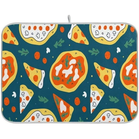 

riloi Pizza Pattern Dish Drying Mat 16x18 for Kitchen Counter Decor Colorful Fast Food Fast Absorbent Tableware Dishes Pad Baby Bottle Rack Drainer Mats Heat Resistant Kitchen Accessories