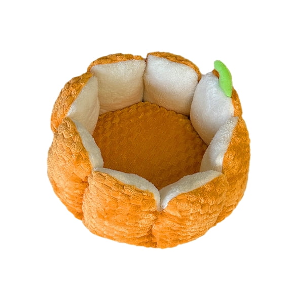 Kraoden Halloween Pumpkin Pet Bed, Warm Dog Mattress for Winter, Soft Polyester Sleeping Nest with Removable Washable Cover, Non-Slip Bottom for Small Cats and Dogs