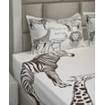 thumbnail image 2 of Ambesonne Savannah Fitted & Top Sheet Set with Shams, Wild Lion Zebra Antelope, Brown and Cream, 2 of 4