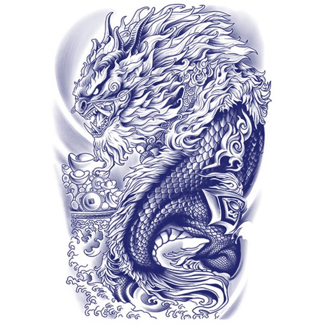 Tatuajes Marcador Corporal 5/6/9/15/17/24 Piezas Dragón Espalda Completa Cove Sun Wukong Tatuaje Semipermanente Rojo