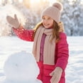 thumbnail image 6 of Sentuca 3 Pcs Kids Winter Hat Gloves Scarf Set Pom Pom Knit Beanie Long Scarf and Gloves Warm Cold Weather Accessory for Boys Girls Size 3-12Y, 6 of 6