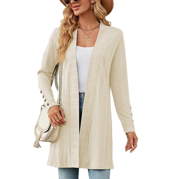 Women's Cardigan Long Sleeve Knitted Sweater with Pockets Fashion Loose Autumn and Winter Tops Coat Pink XXL