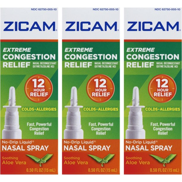 3 Pack Zicam Extreme Congestion Relief Liquid Nasal Spray 0.50oz Each