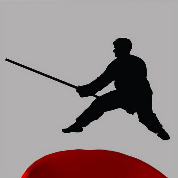 Wallhogs Martial Arts Staff Silhouette Cutout Wall Decal