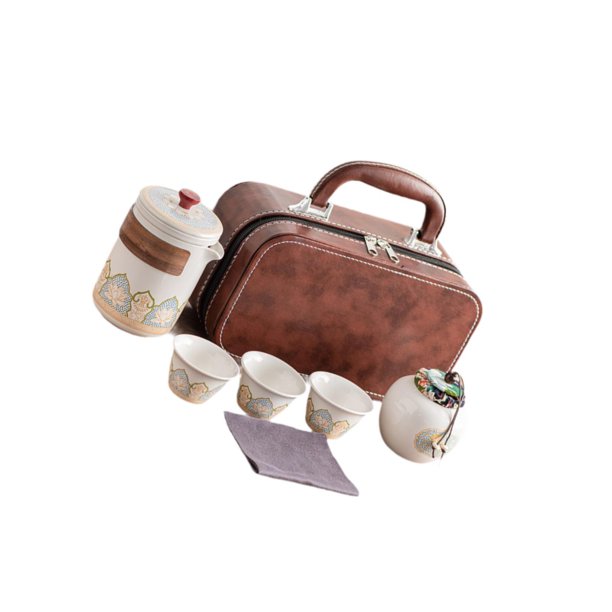 Juego de té de viaje, juego de té chino Kungfu con bolsa de transporte, utensilios para el arte del té, vajilla para té Blanco